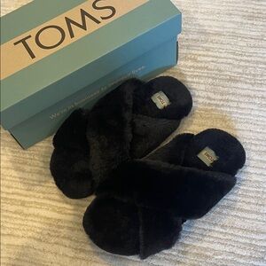 TOMS Black Faux Fur Footwear
